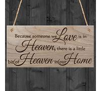 Red Ocean Because Someone We Love Is In Heaven There Is A Little Bit Of Heaven In Our Home Beautiful Plaque Hanging Wooden Sign Commemorative Dedication Bereavement Gift