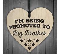 RED OCEAN Being Promoted To Big Brother Wooden Hanging Heart Plaque Brothers Love Sign