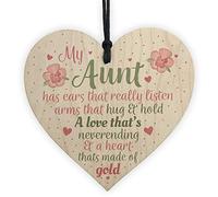 Red Ocean Best Friend Auntie Handmade Heart Gift Wooden Chic Sign Birthday Keepsake Gifts For Auntie