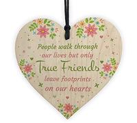 RED OCEAN Best Friend Birthday Christmas Wood Heart Plaque Sentiment Friendship Shabby Chic Gift