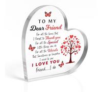 Red Ocean Best Friend For Birthday Christmas DEAR FRIEND I LOVE YOU Thank You For Heart Plaque Thoughtful Bestie Friendship Plaque Her