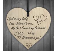 Red Ocean Best Friend Is My Bridesmaid Wooden Hanging Heart Wedding Plaque