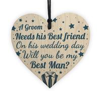 Red Ocean Best Friend Will You Be My Best Man Asking Gift Wooden Heart Sign Wedding Favours Wedding Invite