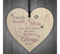 RED OCEAN Best Friends Are Like Stars Friendship Sign Wood Heart Love Hanging Wall Plaque Gift Thank You