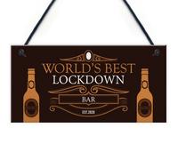 Red Ocean Best Lockdown Bar Funny Home Bar Sign Man Cave Plaque Gin Gift