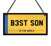 Red Ocean Best Son Licence Plate Novelty Sign Gift For Son From Mum and Dad Number Plate Plaque For Birthday Christmas Novelty Gifts For Him Boys