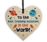 Red Ocean Best Teaching Assistant In The World Gift Wood Heart Thank You Gift Leaving Gift