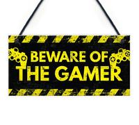 Red Ocean Beware Gaming Warning Hanging Door Sign Gifts Gaming Bedroom Accessories Birthday Gamer Gifts For Son Brother Dad