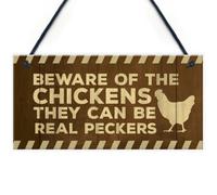 Red Ocean Beware Of The Chickens Sign Funny Chicken Coop Sign Home Plaque Family Gift