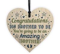 RED OCEAN Big Brother To Be Gifts Wooden Heart Congratulations Pregnancy Big Brother Announcement Novelty Brother Gifts