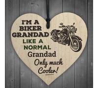 Red Ocean Biker Grandad Hanging Heart Plaque Sign Funny Motorcycle Gift Cool Grandad Man Cave Present