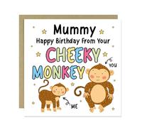 RED OCEAN Birthday Card for Mummy From Your Cheeky Monkey Funny Birthday Card With Envelope From Daughter Son Cards For Mum