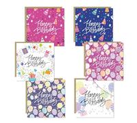 RED OCEAN Birthday Card for Women Best Friends, Multipack of 6 Cards With Envelopes - 14.5x14.5cm Assorted Happy Birthday Cards for Her - Unique Designs, Birthday For Friends