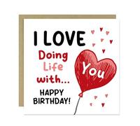 RED OCEAN Birthday Card, Love Doing Life With You, Cute Birthday Card for Wife Husband Girlfriend Boyfriend Partner, Birthday Greeting Cards For Him Her, Happy Birthday Cards, Romantic Birthday Card