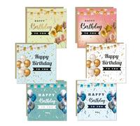 RED OCEAN Birthday Cards Multipack of 6, Birthday Card Bundle For Kids, Adults, Female & Male. Assorted Birthday Cards and Envelopes - 14.5x14.5cm Greetings Cards