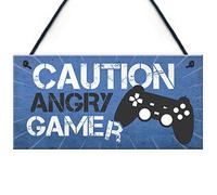 Red Ocean Blue Gaming Sign Hanging Door Plaque Gamer Gift Boys Bedroom Decor Son Dad Gift