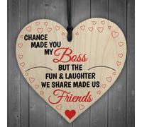 Red Ocean Boss Fun Laughter Friends Manager Gift Hanging Wooden Heart