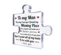Red Ocean Boyfriend Gifts, Husband Gifts, Birthday Christmas Valentines Gifts for Him, Anniversary Birthday Gifts for Boyfriend Husband Puzzle Shaped Acrylic Plaque Keepsake Love Gifts for Him