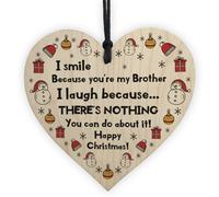 Red Ocean Brother Christmas Novelty Gift For Him Wood Heart Bauble Decoration Gift For Men