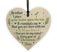 Red Ocean Brother Memorial In Loving Memory Handmade Wooden Hanging Heart Christmas Bauble Decoration Keepsake