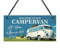 Red Ocean Campervan Welcome Sign - Novelty Wall Hanging Decor - Durable Sign For Indoor/outdoor Use - Funny Campervan Sign