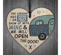 RED OCEAN Caravan Open Door Wooden Novelty Hanging Plaque Funny Retirement Gift Shabby Chic Alcohol Signs