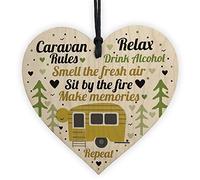Red Ocean Caravan Rules Hanging Wooden Heart Plaque Caravan Accessories Garden Sign Home Decor Gifts
