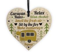 Red Ocean Caravan Rules Hanging Wooden Heart Plaque Caravan Accessories Garden Sign Home Decor Gifts