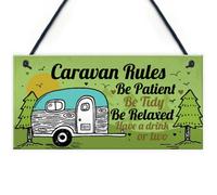 Red Ocean Caravan Rules Plaque Funny Novelty Garden Sign Birthday Gift For Caravan Campervan Motorhome Lovers