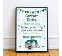 RED OCEAN Caravan Rules Sign Novelty Caravan Sign Framed Print Retirement Friend Gift