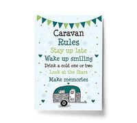 RED OCEAN Caravan Rules Sign Novelty Caravan Sign Print Retirement Gift For Friend Decor