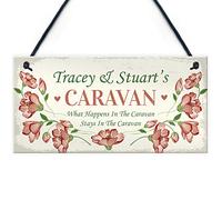 RED OCEAN Caravan Sign Personalised Gift For Mum Dad Nan Grandad Caravan Decor Funny Caravan Gift