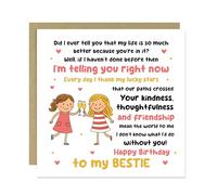 RED OCEAN Card For Bestie Birthday With Kraft Envelope Birthday Card For Best Friend To Say Thank You Women Girls Novelty Her