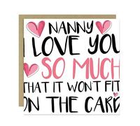 RED OCEAN Card For Mummy Daddy Nan Nanny Auntie Birthday With Envelope Included Cards For Him Her Love You So Much From Daughter Son Grandchildren (Nanny Card)