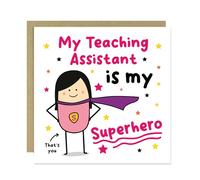 RED OCEAN Card For Teaching Assistant Thank You Card My Superhero Teacher Appreciation To Say Thank You Teacher For Women Novelty Leaving Keepsake