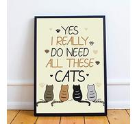 RED OCEAN Cat Print Bedroom Wall Art Home Decor Funny Sign For Kitty Lover Gift Keepsake (A4 Print with Black Frame)