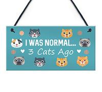Red Ocean Cat Sign for Your Home - Birthday Gift for Cat Lovers - I Was Normal 3 Cats Ago - Funny Cat Gifts