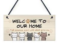 Red Ocean Cat Sign Welcome To Our Home Cat Lover Gift Hanging Door Sign Gift For Men Women