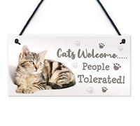 RED OCEAN Cat Signs For Home Funny Hanging Cat House Sign Animal Cat Lover Gifts