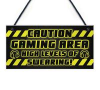 Red Ocean Caution Gaming Area Plaque Gaming Sign Gamer Gift Son Birthday Christmas Gift