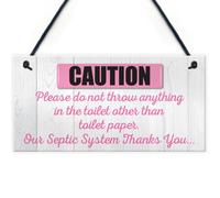 Red Ocean Caution Warning Toilet Instructions