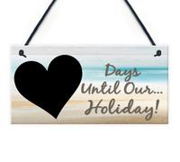 Red Ocean Chalk Board Holiday Countdown Sign - Days Until Our Holiday Beach Sea Surprise
