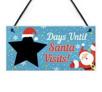 Red Ocean Chalkboard Christmas Santa Countdown Hanging Family Sign Advent Welcome Tree Wall Decoration