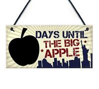 RED OCEAN Chalkboard Holiday Countdown Days Until New York Big Apple America Hanging Plaque Sign