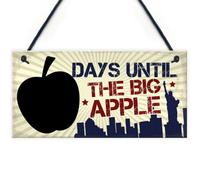 Red Ocean Chalkboard Holiday Countdown Days Until New York Big Apple America Hanging Plaque Sign