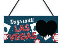 Red Ocean Chalkboard Holiday Countdown To Las Vegas America Usa Hanging Wall Plaque Decor Gift For Friend Family