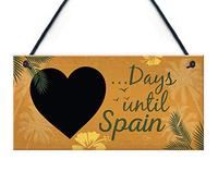Red Ocean Chalkboard Holiday Countdown To SPAIN Novelty Hanging Wall Plaque Decor Sign Birthday Gift For Best Friend Family