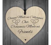 RED OCEAN Chance Made Us Colleagues Novelty Wooden Hanging Heart Plaque Friendship Sign