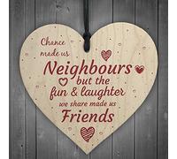 RED OCEAN Chance Made Us Neighbours Wooden Hanging Heart Plaque Sign Friendship Thank You Keepsake Gift