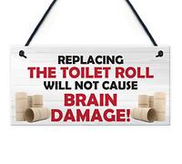 Red Ocean Changing The Toilet Roll Will Not Cause Brain Damage Novelty Bathroom Gift Hanging Funny Toilet Wall Art Plaque Sign